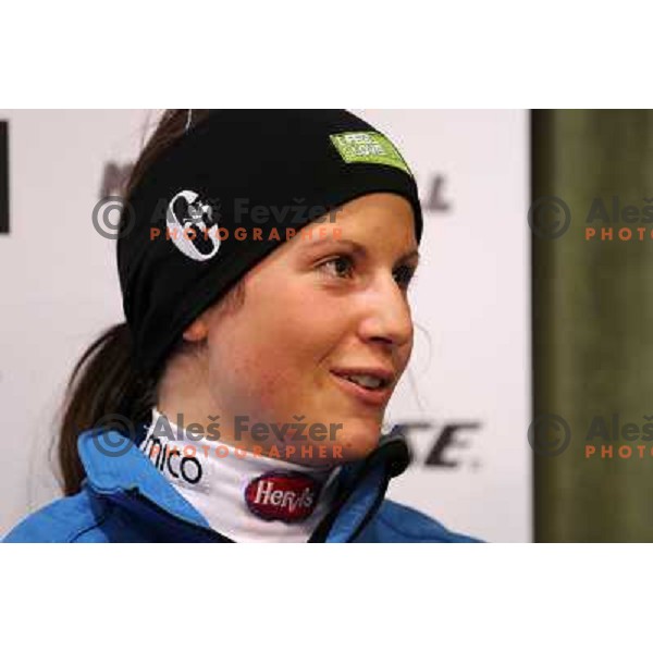 Ula Hafnar during press conference of Slovenia Ski Team before 47. Golden Fox- Zlata Lisica FIS Audi World Cup races in Maribor, Slovenia on January 14, 2011 