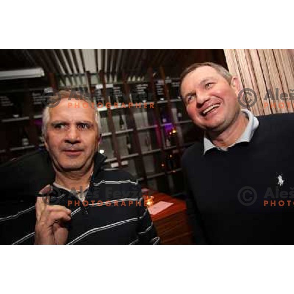 Srecko Medven and Matjaz Kek at Welsh Riesling night in Rozmarin wine bar during 47. Golden Fox- Zlata Lisica FIS Audi World Cup races in Maribor, Slovenia on January 14, 2011 