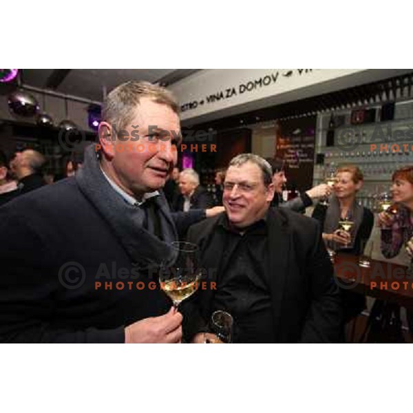 Matjaz Kek and Stojan Scurek at Welsh Riesling night in Rozmarin wine bar during 47. Golden Fox- Zlata Lisica FIS Audi World Cup races in Maribor, Slovenia on January 14, 2011 