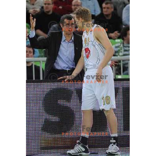 Miro Alilovic, Sasu Salin at the basketball game Union Olimpija - Cibona, played in the NLB adriatic baskteball league, 15.01.2011 , Stozice Arena, Ljubljana, 