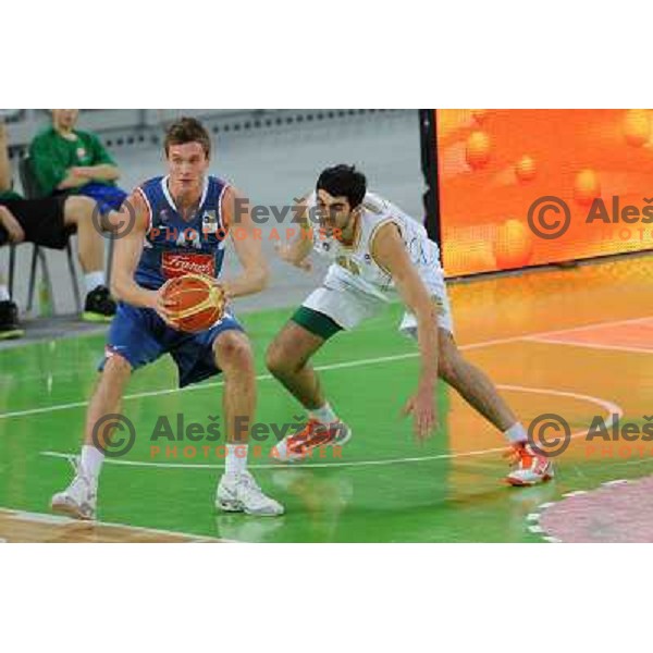 Leon Radosevic, Giorgi Shermadini at the basketball game Union Olimpija - Cibona, played in the NLB adriatic baskteball league, 15.01.2011 , Stozice Arena, Ljubljana, 