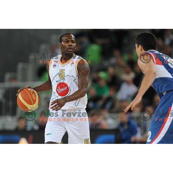 Marque Perry at the basketball game Union Olimpija - Cibona, played in the NLB adriatic baskteball league, 15.01.2011 , Stozice Arena, Ljubljana, 