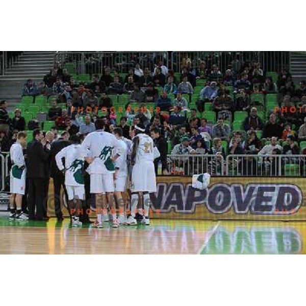 Olimpija at the basketball game Union Olimpija - Cibona, played in the NLB adriatic baskteball league, 15.01.2011 , Stozice Arena, Ljubljana, 