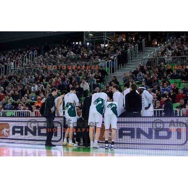 Olimpija at the basketball game Union Olimpija - Cibona, played in the NLB adriatic baskteball league, 15.01.2011 , Stozice Arena, Ljubljana, 