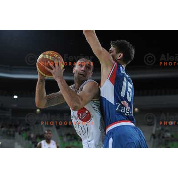Damir Markota, Tomislav Zubic at the basketball game Union Olimpija - Cibona, played in the NLB adriatic baskteball league, 15.01.2011 , Stozice Arena, Ljubljana, 