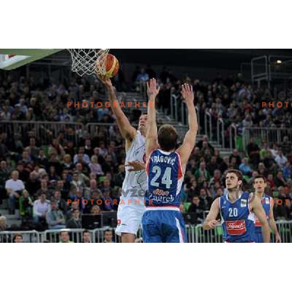 Goran Jagodnik, Karlo Vragovic at the basketball game Union Olimpija - Cibona, played in the NLB adriatic baskteball league, 15.01.2011 , Stozice Arena, Ljubljana, 