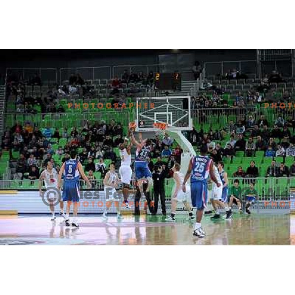 Kenny Gregory, Karlo Vragovic at the basketball game Union Olimpija - Cibona, played in the NLB adriatic baskteball league, 15.01.2011 , Stozice Arena, Ljubljana, 