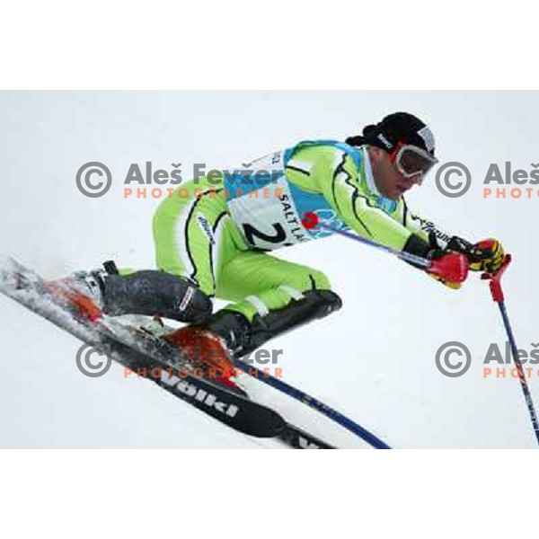 Rene Mlekuz (SLO) during slalom race in Deer Valley during Winter Olympic games in Salt Lake City, USA on February 2002 