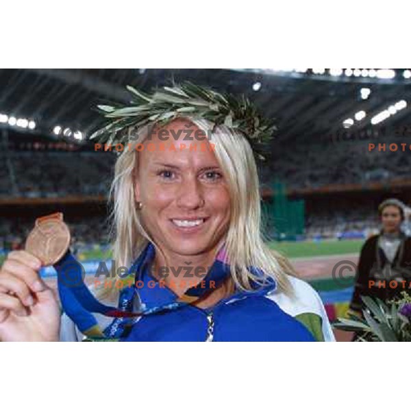  Jolanda Ceplak of Slovenia with bronze Olympic medal in 800 meters at Summer Olympic games in Athens, Greece on August 23, 2004. She ran 1.56,43 min 