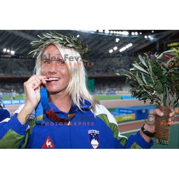  Jolanda Ceplak of Slovenia with bronze Olympic medal in 800 meters at Summer Olympic games in Athens, Greece on August 23, 2004. She ran 1.56,43 min 