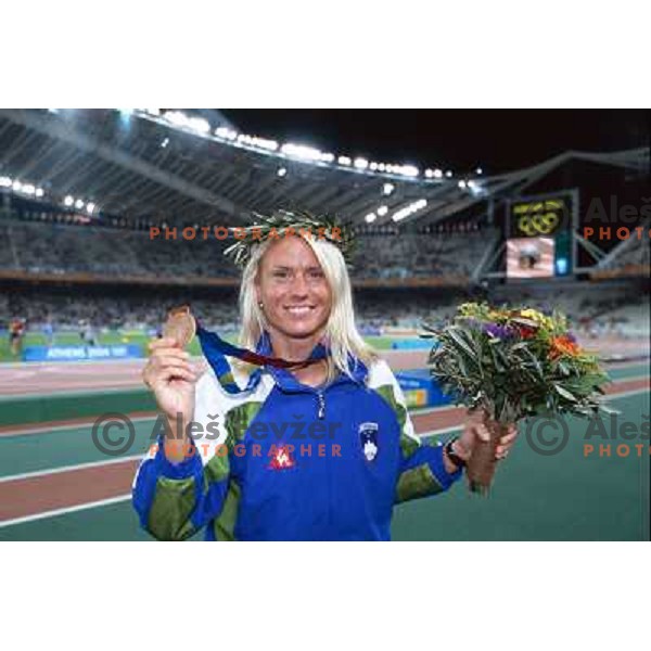  Jolanda Ceplak of Slovenia with bronze Olympic medal in 800 meters at Summer Olympic games in Athens, Greece on August 23, 2004. She ran 1.56,43 min 