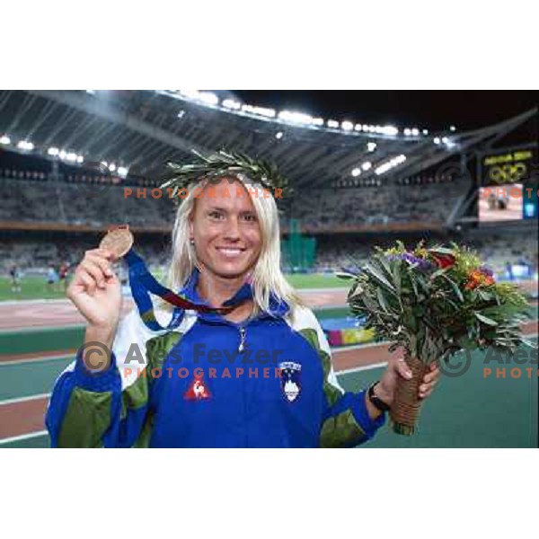  Jolanda Ceplak of Slovenia with bronze Olympic medal in 800 meters at Summer Olympic games in Athens, Greece on August 23, 2004. She ran 1.56,43 min 