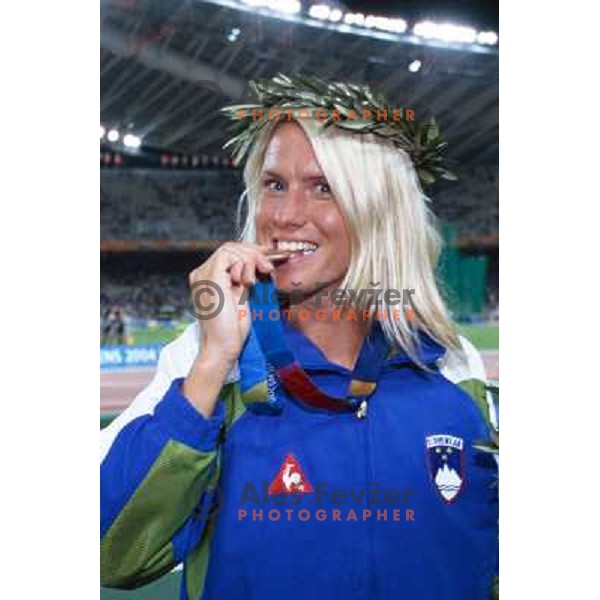  Jolanda Ceplak of Slovenia with bronze Olympic medal in 800 meters at Summer Olympic games in Athens, Greece on August 23, 2004. She ran 1.56,43 min 