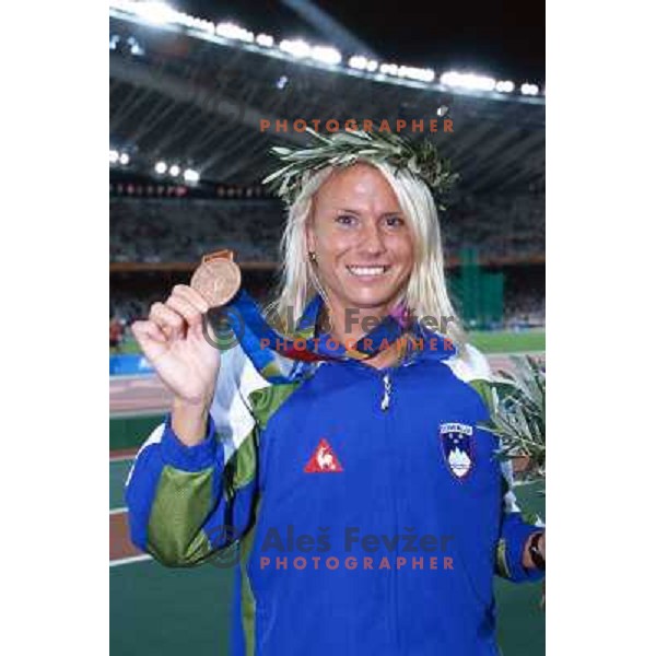  Jolanda Ceplak of Slovenia with bronze Olympic medal in 800 meters at Summer Olympic games in Athens, Greece on August 23, 2004. She ran 1.56,43 min 