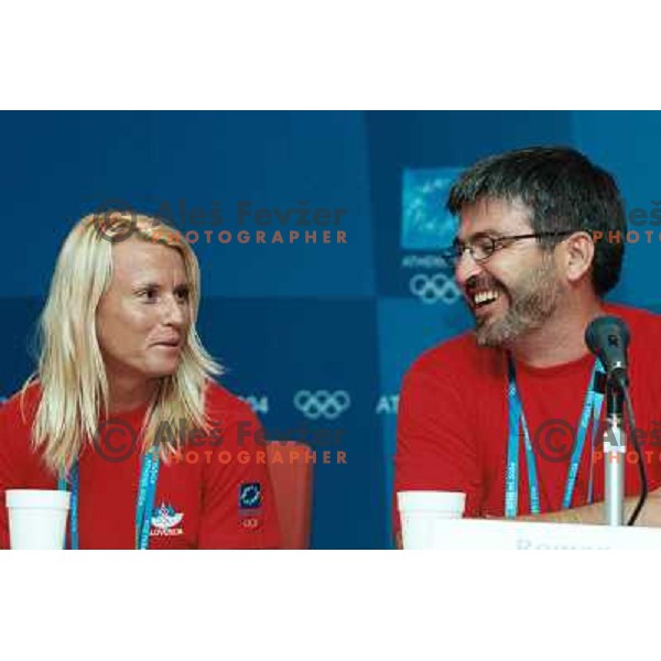  Jolanda Ceplak and Roman Jakic of Slovenia during press conference for International media before qualifiaction at 800 meters at Summer Olympic games in Athens, Greece on August 19, 2004. 