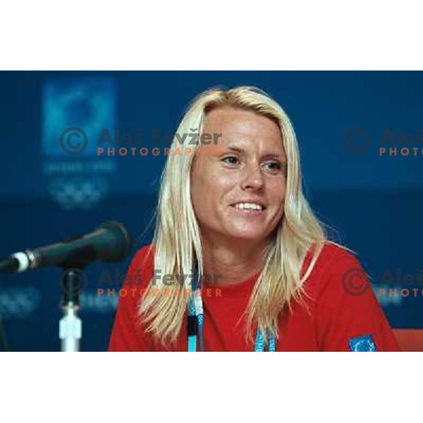  Jolanda Ceplak of Slovenia during press conference for International media before qualifiaction at 800 meters at Summer Olympic games in Athens, Greece on August 19, 2004. 