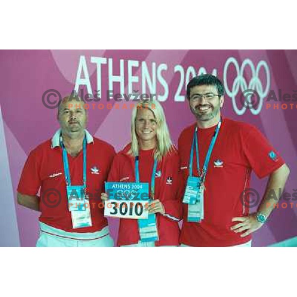 Tomo Popetru, Jolanda Ceplak and Roman Jakic of Slovenia after press conference for International media before qualifiaction at 800 meters at Summer Olympic games in Athens, Greece on August 19, 2004. 