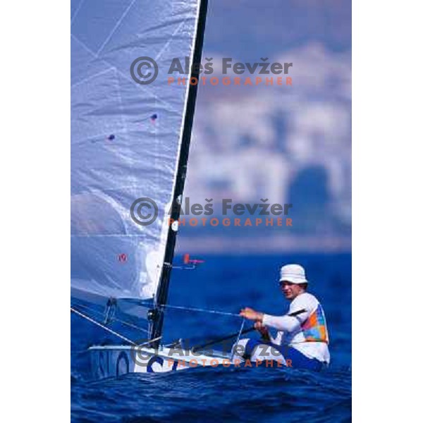 Gasper Vincec of Slovenia in action at Summer Olympic games in Athens, Greece during August 2004. He competed in finn class in Sailing competition. 