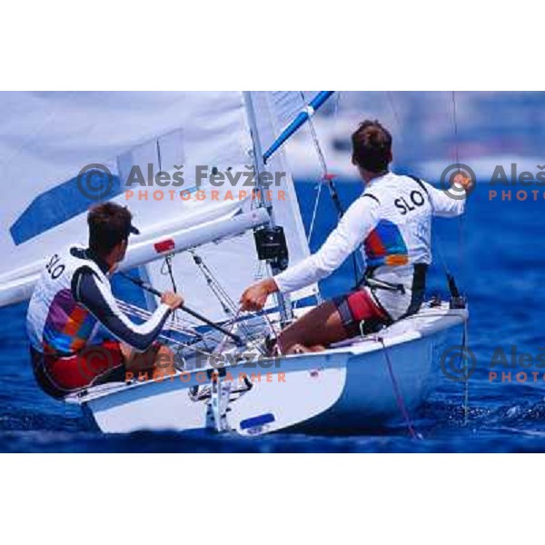 Tomaz Copi- Davor Glavina of Slovenia 470 sailing class in action at Summer Olympic games in Athens, Greece on August, 21 2004. They took 14th place 