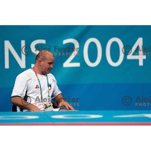 Marjan Fabjan of Slovenia in action during judo tournament at Summer Olympic Games in Athens, Greece , August 2004. 
