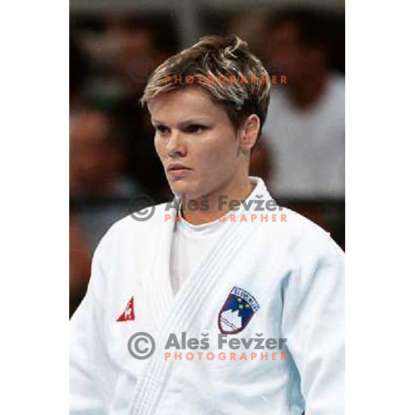 Urska Zolnir of Slovenia in action during judo tournament at Summer Olympic Games in Athens, Greece , August 2004. She competed in -63 category and won bronze olympic medal 