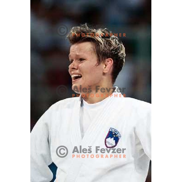 Urska Zolnir of Slovenia in action during judo tournament at Summer Olympic Games in Athens, Greece , August 2004. She competed in -63 category and won bronze olympic medal 