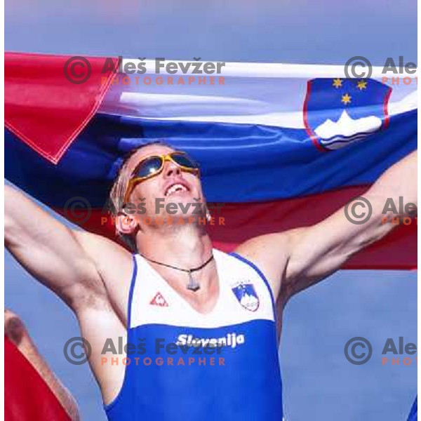 Luka Spik of Slovenia, silver medalist in rowing at Summer Olympic Games in Athens, Greece , August 2004 