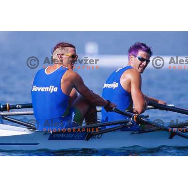 Luka Spik and Iztok Cop of Slovenia, silver medalists in rowing at Summer Olympic Games in Athens, Greece , August 2004 