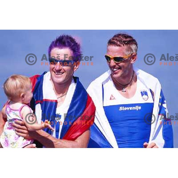 Luka Spik and Iztok Cop of Slovenia, silver medalists in rowing at Summer Olympic Games in Athens, Greece , August 2004 