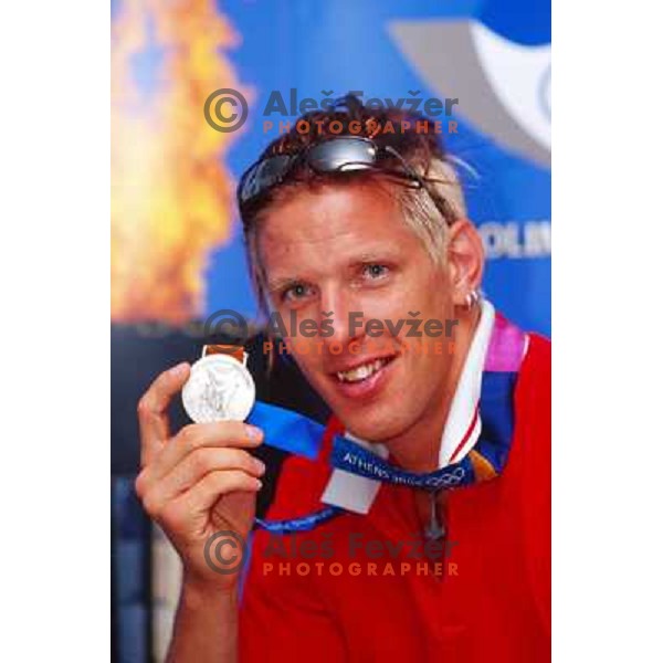 Luka Spik of Slovenia, silver medalist in rowing at Summer Olympic Games in Athens, Greece , August 2004 