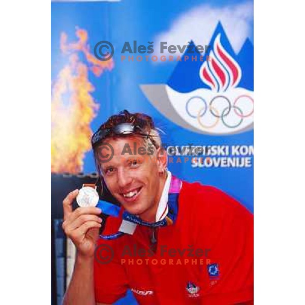 Luka Spik of Slovenia, silver medalist in rowing at Summer Olympic Games in Athens, Greece , August 2004 