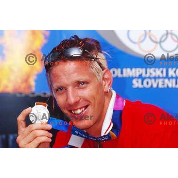 Luka Spik of Slovenia, silver medalist in rowing at Summer Olympic Games in Athens, Greece , August 2004 