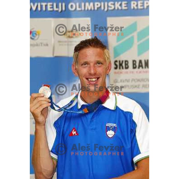 Luka Spik of Slovenia, silver medalist in rowing at Summer Olympic Games in Athens, Greece , August 2004 