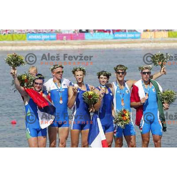 Iztok Cop and Luka Spik of Slovenia, silver medalists in rowing at Summer Olympic Games in Athens, Greece , August 2004 