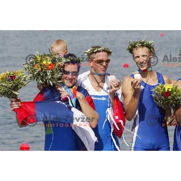 Iztok Cop and Luka Spik of Slovenia, silver medalists in rowing at Summer Olympic Games in Athens, Greece , August 2004 