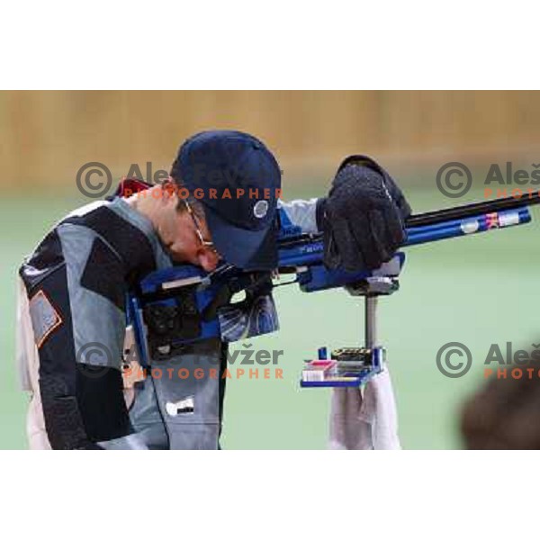Rajmond Debevec of Slovenia during 3 positions shooting competition at Summer Olympic Games in Athens, Greece , August 2004 