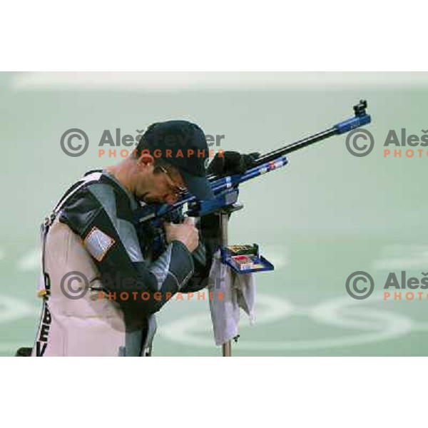 Rajmond Debevec of Slovenia during 3 positions shooting competition at Summer Olympic Games in Athens, Greece , August 2004 