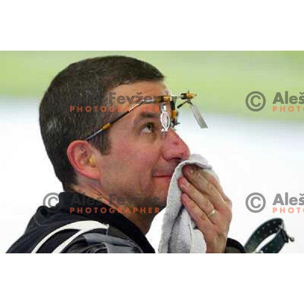 Rajmond Debevec of Slovenia during 3 positions shooting competition at Summer Olympic Games in Athens, Greece , August 2004 