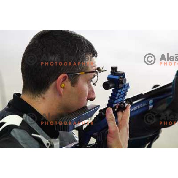 Rajmond Debevec of Slovenia during 3 positions shooting competition at Summer Olympic Games in Athens, Greece , August 2004 