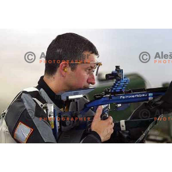 Rajmond Debevec of Slovenia during 3 positions shooting competition at Summer Olympic Games in Athens, Greece , August 2004 