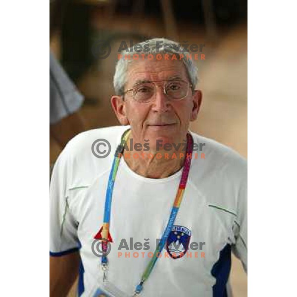 Lojze Mikolic, coach of Rajmond Debevec of Slovenia during 3 positions shooting competition at Summer Olympic Games in Athens, Greece , August 2004 