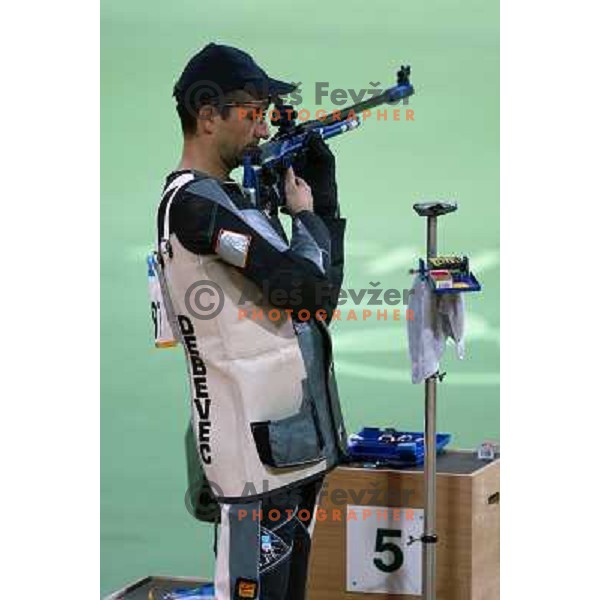 Rajmond Debevec of Slovenia during 3 positions shooting competition at Summer Olympic Games in Athens, Greece , August 2004 