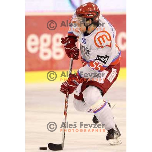 Robert Sabolic of Acroni Jesenice in action during ice-hockey match Tilia Olimpija-Acroni Jesenice in round 41 of EBEL league, played in Hala Tivoli, Ljubljana, Slovenia, January 23, 2011 