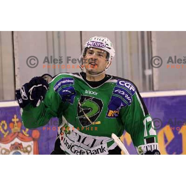 Petr Sachl of Tilia Olimpija celebrates goal during ice-hockey match Tilia Olimpija-Acroni Jesenice in round 41 of EBEL league, played in Hala Tivoli, Ljubljana, Slovenia, January 23, 2011 