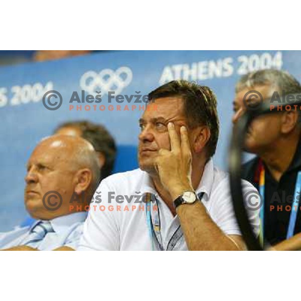 Zoran Jankovic watches Handball tournament at Summer Olympic Games Athens 2004, Greece. Slovenia played with Russia on August 13, 2004 
