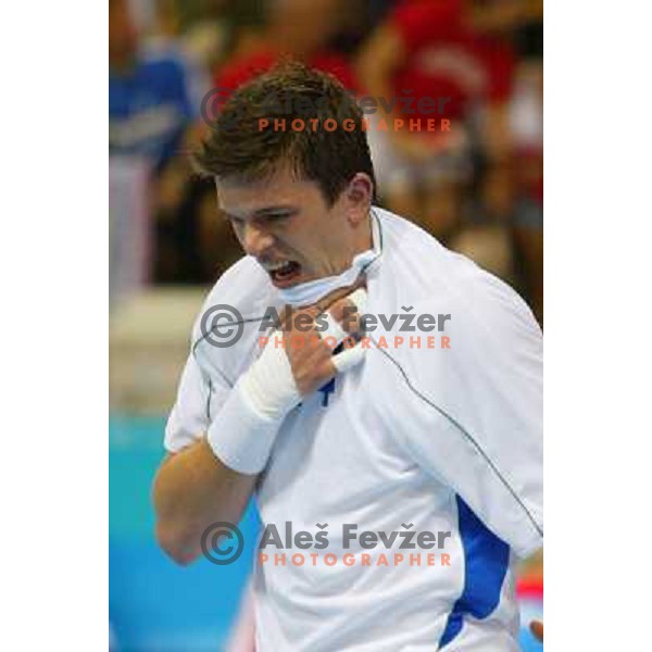 Sergej Rutenka of Slovenia during Handball tournament at Summer Olympic Games Athens 2004, Greece. Slovenia played with Russia on August 13, 2004 