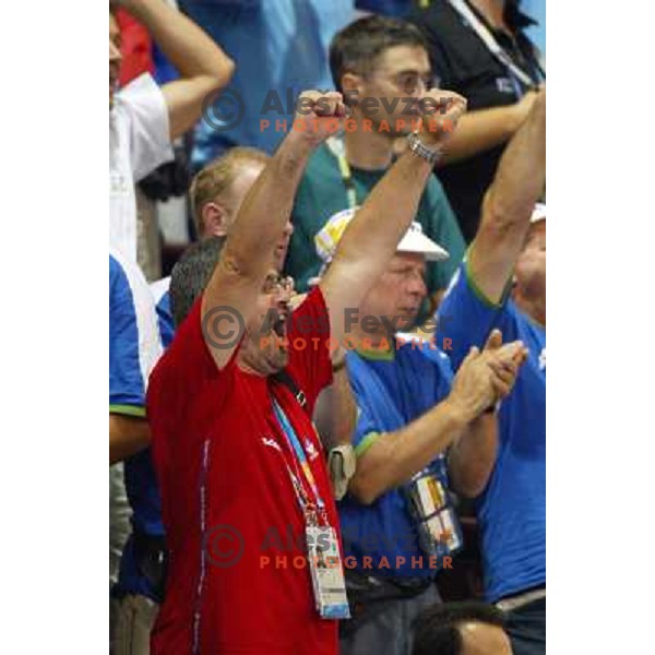 Roman Jakic of Slovenia in action during Handball tournament at Summer Olympic Games Athens 2004, Greece. Slovenia played with Iceland on August 18, 2004 