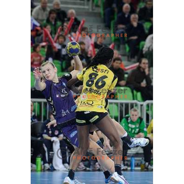 Barbara Varlec at the handball game RK Krim Mercator Ljubljana - Itxako Reyno De Navarra , played in the Women\'s EHF Champions league main round, 05.02.2011 , Stozice Arena, Ljubljana, 