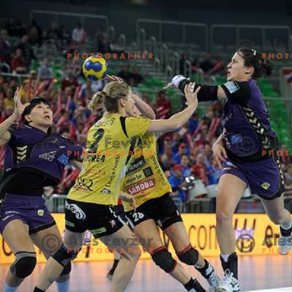 Andrea Lekic at the handball game RK Krim Mercator Ljubljana - Itxako Reyno De Navarra , played in the Women\'s EHF Champions league main round, 05.02.2011 , Stozice Arena, Ljubljana, 