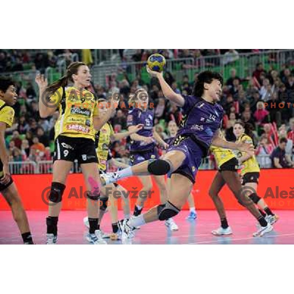 Ljudimila Bodnieva at the handball game RK Krim Mercator Ljubljana - Itxako Reyno De Navarra , played in the Women\'s EHF Champions league main round, 05.02.2011 , Stozice Arena, Ljubljana, 